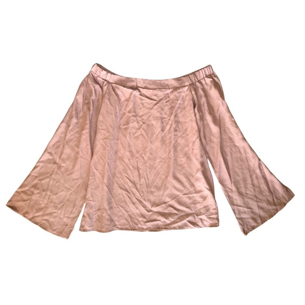 Dusty Pink Bell Sleeve Off Shoulder Women's Top GOLDSPARK Size Large